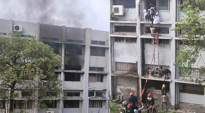খুলনা মেডিকেল কলেজ হাসপাতালের প্রধান ভবনে আগুন